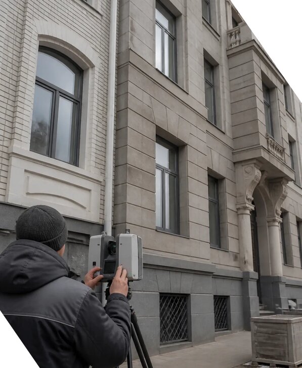 Лазерное сканирование фасадов зданий для обследования в Торжке